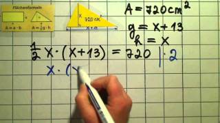 Abschlussprüfung Quadratische Gleichungen Flächeninhalt Dreieck Teil 3 [upl. by Arihppas828]