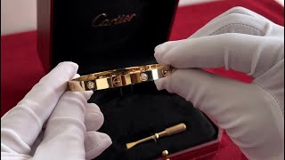 Unboxing Video  Cartier Love Bracelet 4 Diamonds Yellow Gold [upl. by Endora]