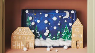 Christmas landscape made of recycled cardboard  DIY by Søstrene Grene [upl. by Arodal]