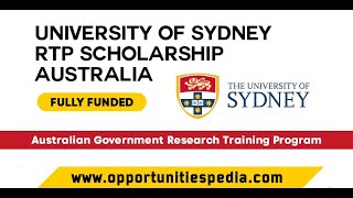 University of Sydney RTP Scholarship 20242025 in Australia Fully Funded [upl. by Ydnir860]