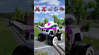 Big and Small Strange Cars VS Train Blaze amp the Monster Machines  BeamNGdrive [upl. by Enineg]