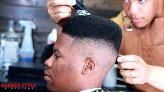 HIGH TOP FADE  EASY TECHNIQUE USING ONE GUARD  BARBER STYLE DIRECTORY [upl. by Saffian220]