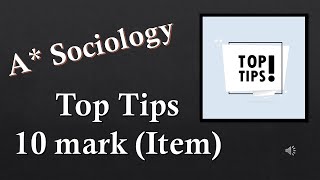 A Sociology 3 top tips for 10 mark with an item [upl. by Nauqet]