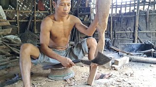 Local Muzzleloading STOCK Crafts  Ancient Tool Work Konyak Naga [upl. by Heuser]