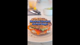 Indulge in a Smoked Salmon Bagel on Freshly Baked MontrealStyle Bagels 🥯 montrealbagels food [upl. by Parik16]