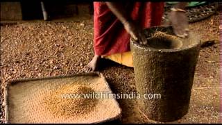 Traditional process of husking rice  South India [upl. by Ardua]