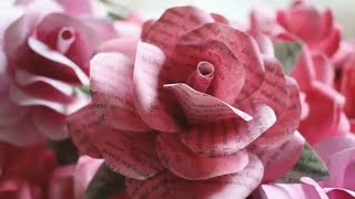 Making Roses from Book Pages [upl. by Sallyanne]