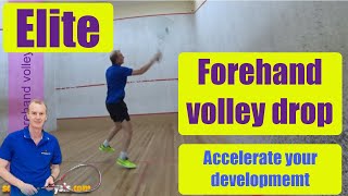 Skills for squash  Elite forehand volley drop [upl. by Llenram]