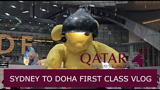 QATAR AIRWAYS First Class Vlog  QR909 Sydney to Doha Airbus A380  Doha Airport Layover Vlog [upl. by Eicnan]