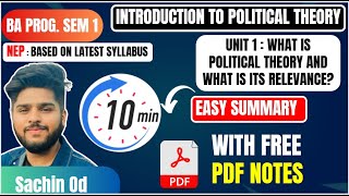 What is political theory Its Relevance Unit 1 Introduction to pol theory sem 1 ba program [upl. by Michell]