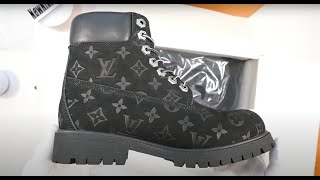 Louis Vuitton x Timberland Ankle Boot Black Monogram [upl. by Sinnek]