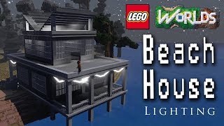 Designing and Building in Lego Worlds Lets Build a Beach House Part 2 Lighting [upl. by Denie]