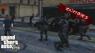 GTA 5  Franklin Becomes A Zombie｜And Attacked The Police Station [upl. by Gabel]