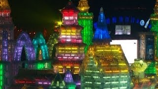 Ice and snow festival lights up Chinese city [upl. by Duky90]