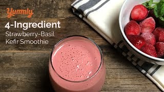 Healthy Strawberry Smoothie Recipe with Basil and Kefir [upl. by Notaek]