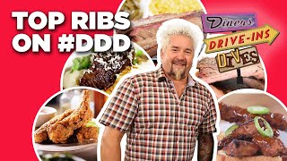 5 Craziest DDD Ribs Videos with Guy Fieri  Diners DriveIns and Dives  Food Network [upl. by Llecrep]