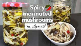 EASY SPICY MARINATED MUSHROOMS IN OLIVE OIL  ANTIPASTO  FUNGHI SOTTOLIO [upl. by Eenaj44]