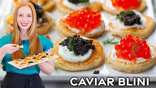 Easy Blini with Caviar  My Favorite Appetizer Recipe [upl. by Cohby]