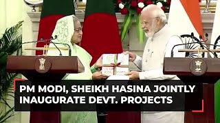 PM Modi Sheikh Hasina jointly inaugurate three development projects between IndiaBangladesh [upl. by Eben]