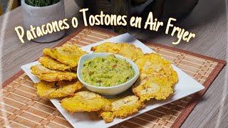 Cómo Preparar PATACONES o Tostones en la AIRFRYER Con GUACAMOLE🥑 Fácil y Rápido 👉2021 [upl. by Bocock]