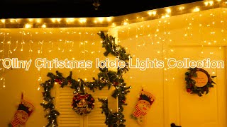 Ollny Christmas Icicle Lights Clear Cable Plug in 8 Modes [upl. by Checani]