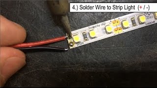 How to Solder Wire to Single Color LED Strip Lights  EcolocityLEDcom [upl. by Rajewski]