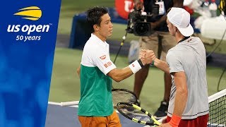 Kei Nishikori Returns to 2018 US Open Action With Win Over Maximilian Marterer [upl. by Nerek138]