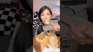 Crepe Cake eating show mukbang asmreating shorts crepes [upl. by Ecinej]