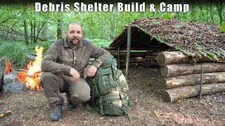 Bushcraft Debris Shelter Build amp Overnighter [upl. by Yenohtna]