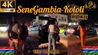 4K 🇬🇲 SENEGAMBIA  KOLOLI Road Night Walk Tour In THE GAMBIA  West Africa [upl. by Seebeck953]