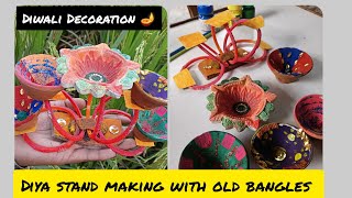 Old Bangles Craft For Diwali Decoration 🪔 Diya stand Bangles Diy  diya decoratioviralvideo [upl. by Everson]