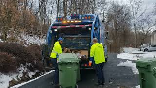 Republic Services Peterbilt Mcneilus rear loader garbage truck on recycling pickup [upl. by Madox241]