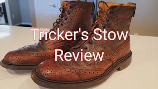 Trickers Stow Country Boot Review  Crosshatched Burgundy at 20 months [upl. by Anawyt612]