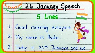 26 January Speech in English 5 lines  5 lines Speech on 26 January  Republic Day Speech 5 lines [upl. by Swithin67]