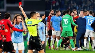 3 Red amp 10 Yellow Cards AC Milan vs Lazio Players Big Fight at FullTime 😳 Pulisic vs Pellegrini [upl. by Liban]