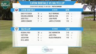 Bunbury amp Districts Cricket Association  Mens T20 1st Grade  Round 1  Eaton Bobtails v Dalyellup [upl. by Nirehtac]