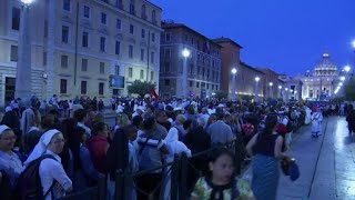 Pilgrims gather for Mother Teresa canonization [upl. by Romanas622]