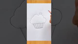 Mini cupcake very easy drawing 🧁 viralshort cupcakes art drawing [upl. by Namzed]