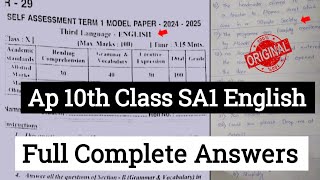 💯10th class English SA1 real question paper 2024 with answersap 10th Sa1 English answer key 2024 [upl. by Emilio623]