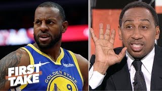 Somebodys lying’ – Stephen A reacts to Iguodala’s Warriors comments  First Take [upl. by Delfeena]