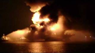 Newly Released Video of Transocean Rig Burning [upl. by Ahsinrats]