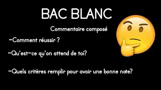 BAC BLANC FRANCAIS Commentaire composé [upl. by Pedro]