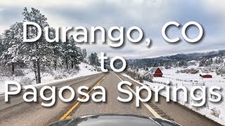 Durango to Pagosa Springs Colorado in fresh snow through the Rocky Mountains 4K virtual dash cam [upl. by Neltiak]