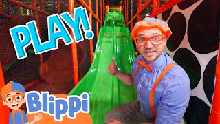 Blippi Indoor Sports Playground  Play For Children  Educational Videos for Kids [upl. by Ttirrej98]