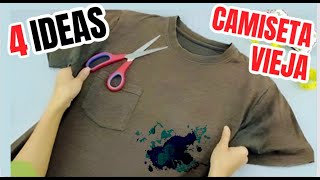 ¡RECICLA TU CAMISETA VIEJA 4 IDEAS PARA APROVECHAR RETAZOS DE ROPA VIEJA  SHOW DE MANUALIDADES [upl. by Adon]