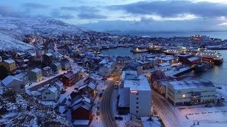 HONNINGSVÅG  The northernmost town in Europe Aerial film [upl. by Steve264]