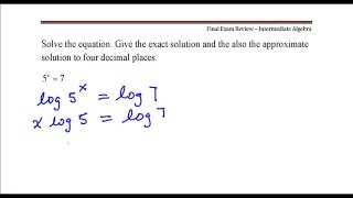 Use properties of logarithms to solve the exponential equation [upl. by Oilejor]