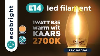 Led filament E14 kaarslamp warm wit 1W B35  17100004 [upl. by Avirt333]