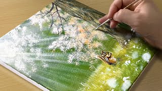 Spring Painting  Acrylic Painting for Beginners  STEP by STEP [upl. by Burgwell576]