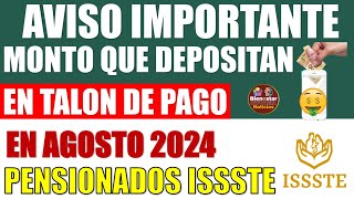 💵💲INFORMATE AHORA🎉Este es el monto que depositan en talón de pago en agosto 2024 de la pensión IMSS [upl. by Dearman]